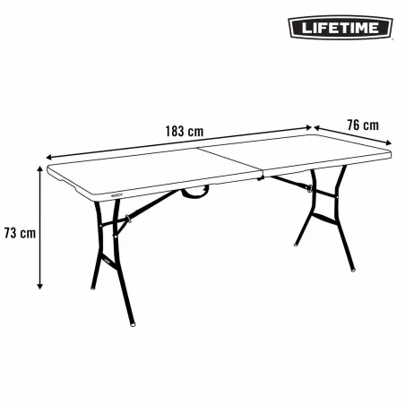 Kokkupandav klapplaud Lifetime Must 183 x 73 x 76 cm