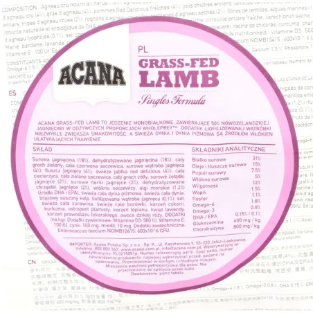 Sööt Acana Grass-Fed Lamb Lammas 2 Kg
