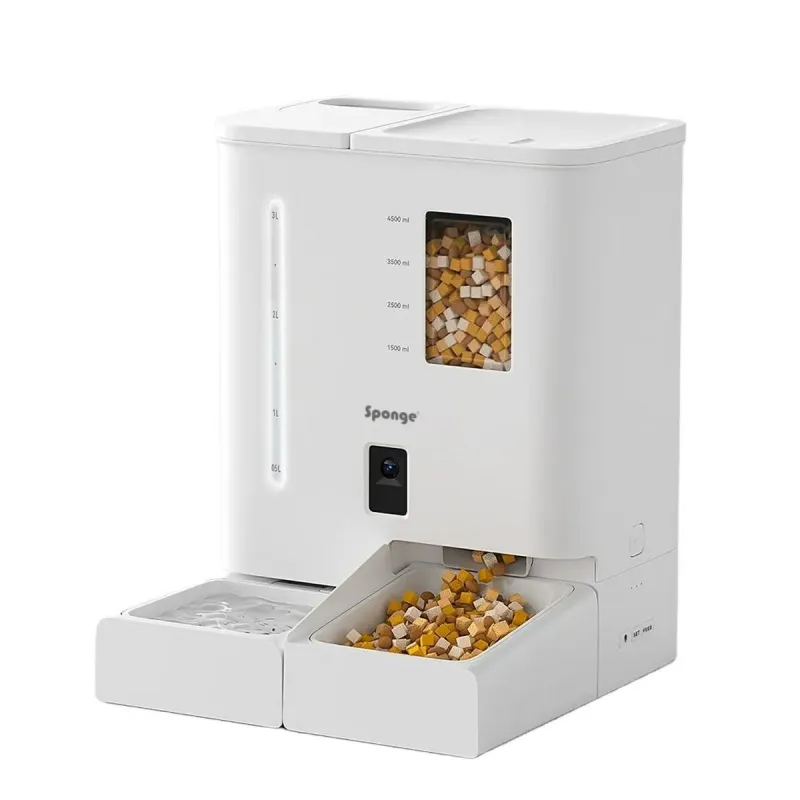 Cat Feeder Sponge White Black Plastic