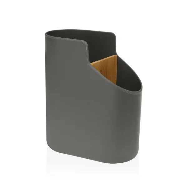 Pot for Kitchen Utensils Versa Bamboo ABS 8,5 x 17,6 x 15 cm Grey