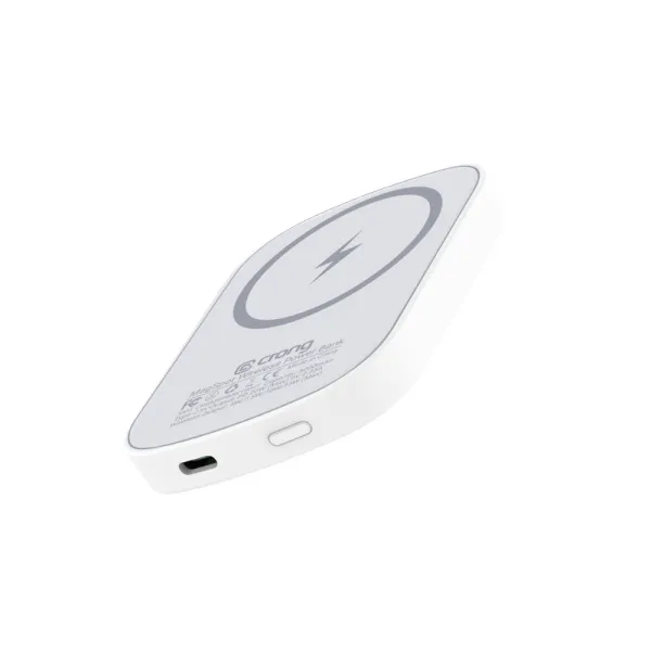 Crong MagSpot Power Bank - Ultra Slim Wireless Power Bank with MagSafe 5000mAh, USB-C 20W PD (White)