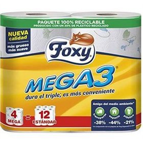 Foxy Mega3 Papel Higiénico Triple Duración 4 Rollos