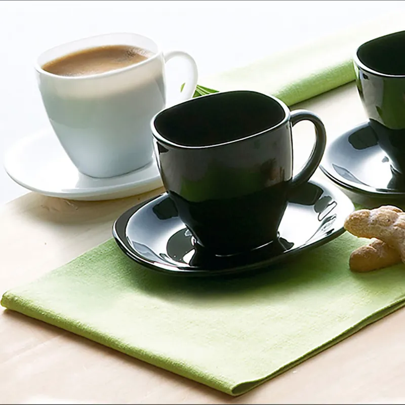 Set of Mugs with Saucers Luminarc Carine N&b White Black Glass 220 ml (12 Pieces)