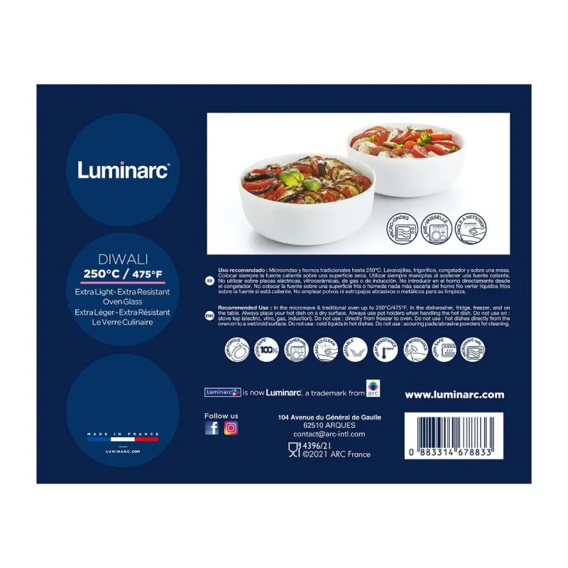 Serveerimisvaagen Luminarc N7648 Valge Klaas 3 Tükid, osad (3 pcs)