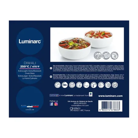 Serviravimo Lėkštė Luminarc N7648 Balta stiklas 3 Dalys (3 pcs)