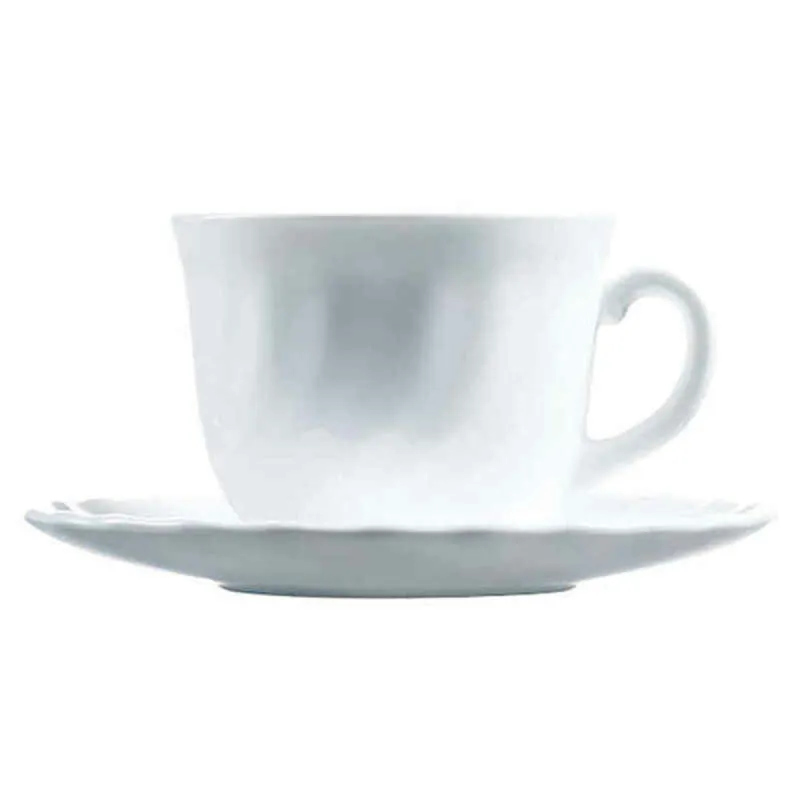 Kruuside Komplekt Alustassidega Luminarc 00106 (4 pcs) Valge Klaas 280 ml (4 Tükid, osad)
