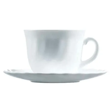 Kruuside Komplekt Alustassidega Luminarc 00106 (4 pcs) Valge Klaas 280 ml (4 Tükid, osad)