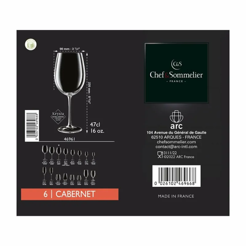 Topside komplekt Chef&Sommelier Sublym Eco Läbipaistev Klaas 350 ml (6 Ühikut)