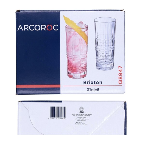 Glāžu komplekts Arcoroc Brixton Caurspīdīgs Stikls 300 ml (6 gb.)