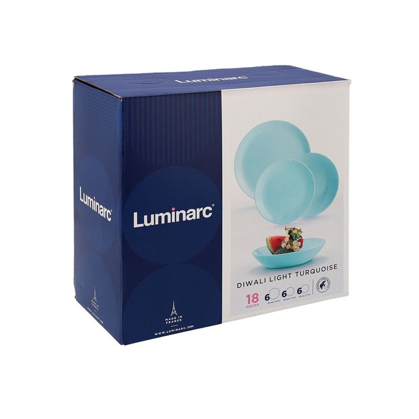 Stalo reikmenys Luminarc Diwali Turquesa Turkis stiklas 18 Dalys