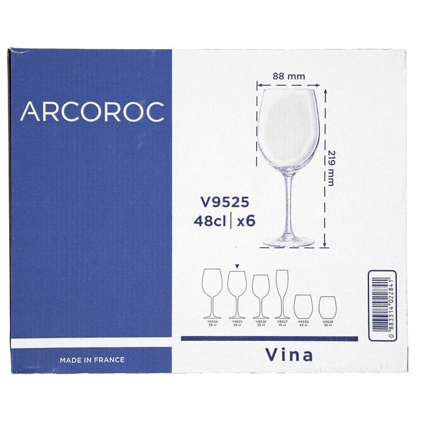 Wine glass Arcoroc Vina Transparent Glass 480 ml (6 Units)