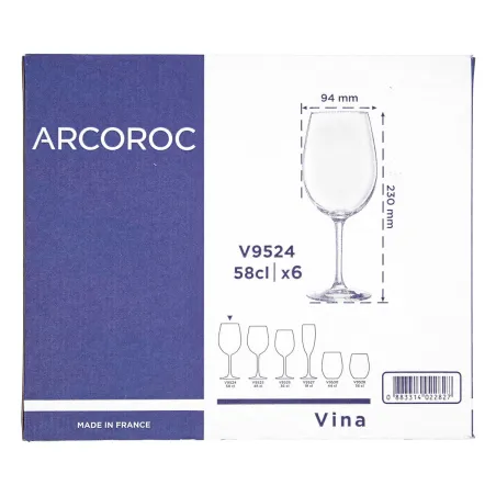 Vīna glāze Arcoroc Vina Caurspīdīgs Stikls 580 ml (6 gb.)