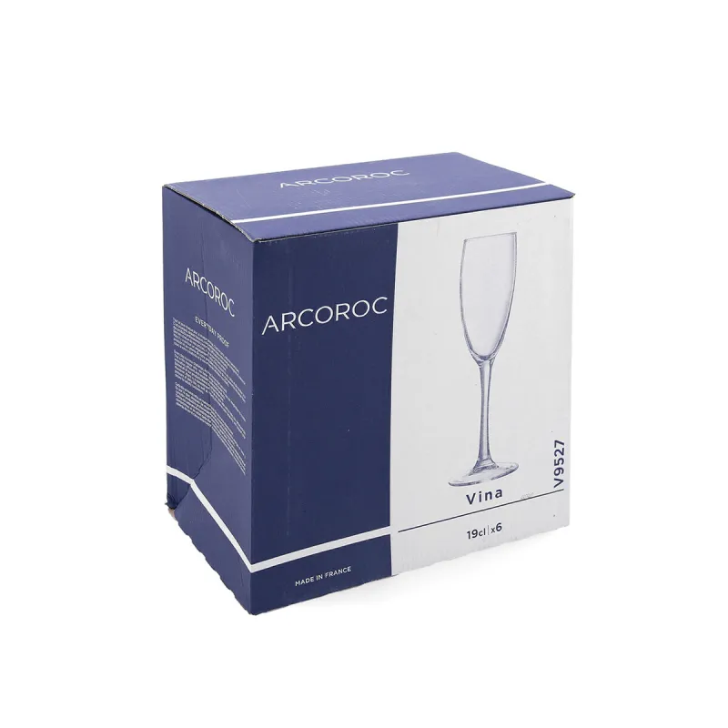 Šampanieša glāze Arcoroc Vina Caurspīdīgs Stikls 190 ml (6 gb.)