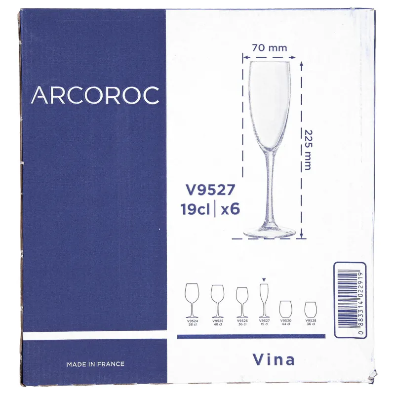 Бокал для шампанского Arcoroc Vina Прозрачный Cтекло 190 ml (6 штук)