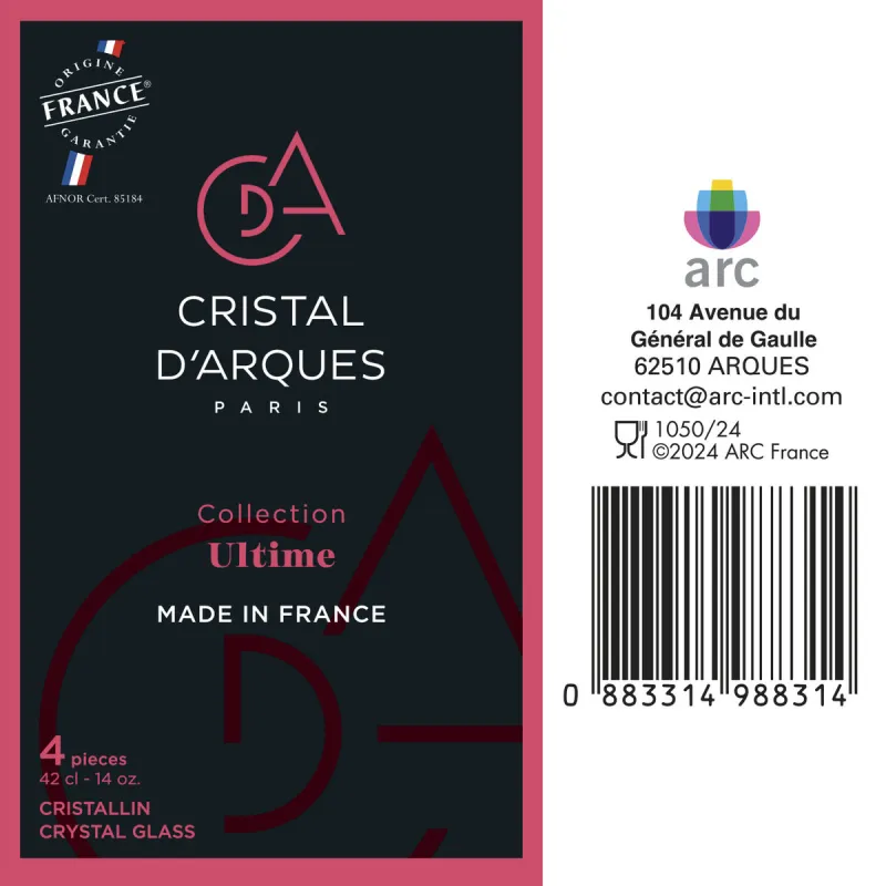Viinilasi Cristal d’Arques Paris Ultime Läpinäkyvä Lasi 420 ml (4 osaa)