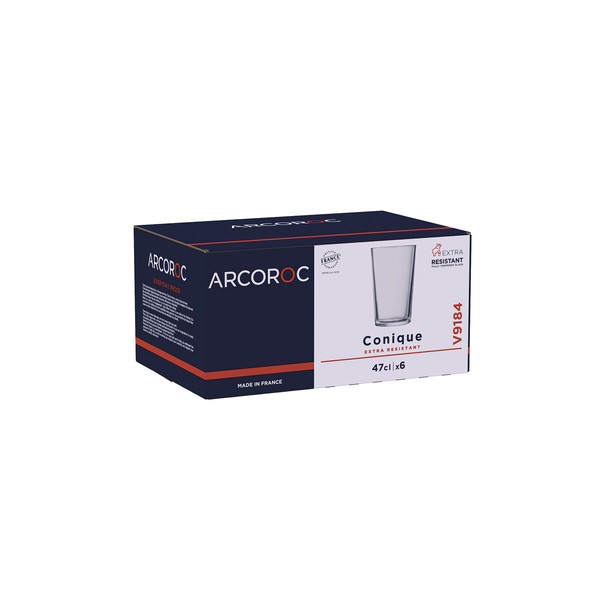 Vesilasi Arcoroc Conique Läpinäkyvä Lasi 470 ml (6 osaa)