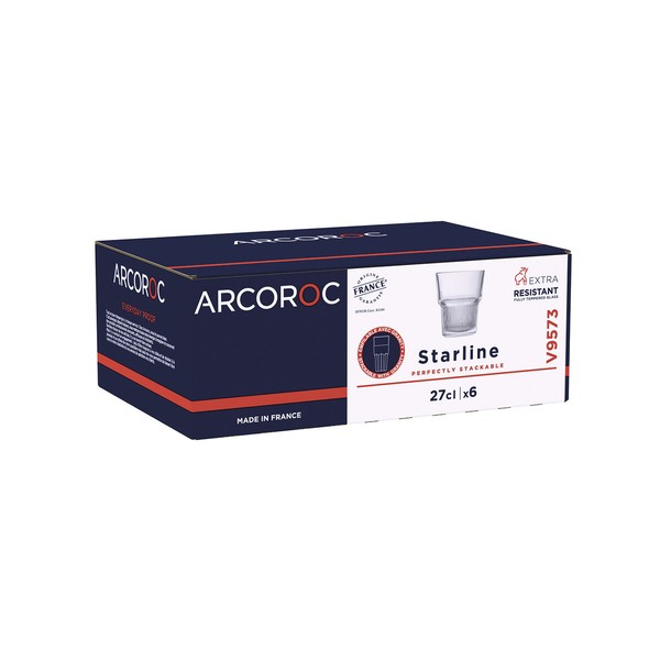 Vesilasi Arcoroc Starline Läpinäkyvä Lasi 270 ml (6 osaa)