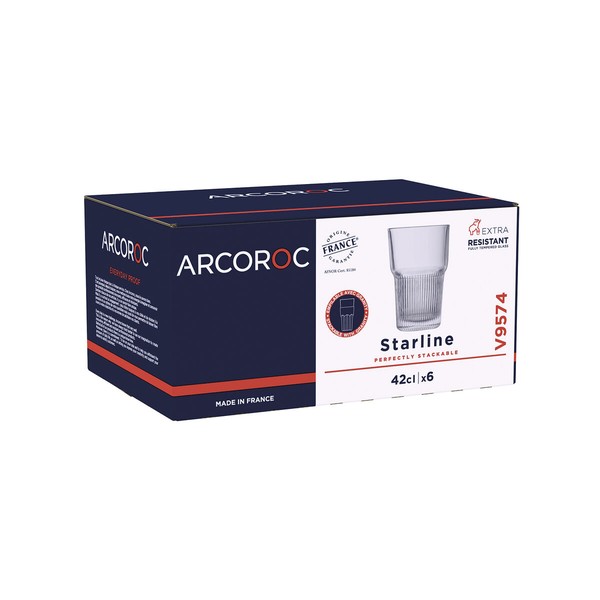 Lasi Arcoroc Starline Läpinäkyvä Lasi 420 ml (6 osaa)