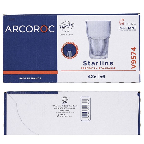 Klaas Arcoroc Starline Läbipaistev Klaas 420 ml (6 Ühikut)