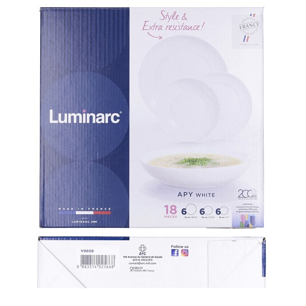 Lauanõud Luminarc Apy Valge Klaas 18 Tükid, osad