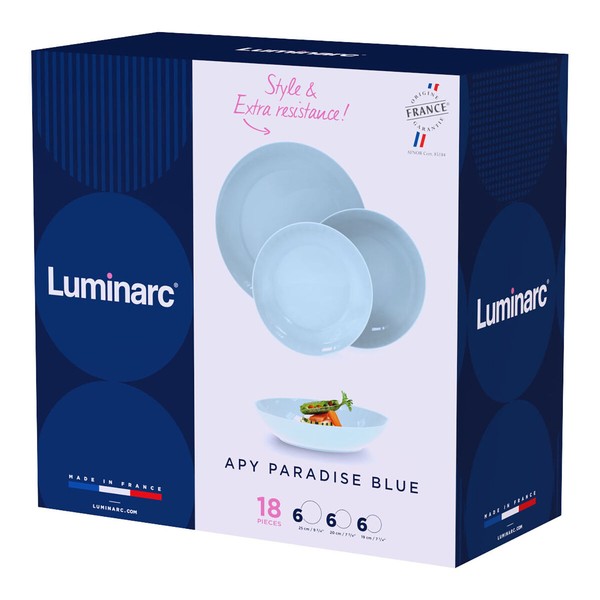 Ruokailuvälineet Luminarc Apy Paradise Azul Sininen Lasi 18 Kappaletta