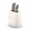 Set of Kitchen Knives and Stand Smeg KBSF02CR Cream