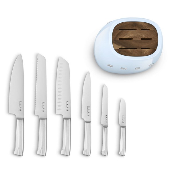 Set of Kitchen Knives and Stand Smeg KBSF02PB