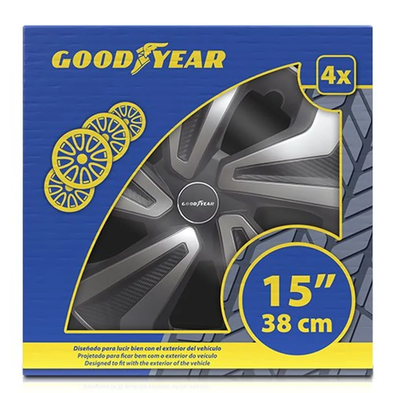 Hubcap Goodyear GOD9085 Black Bicoloured Silver 15" (4 Units)