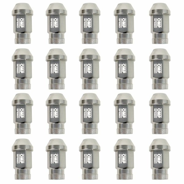 Set Гайки OMP 7075 40 mm M14 x 1,50 20 uds Антрацитный