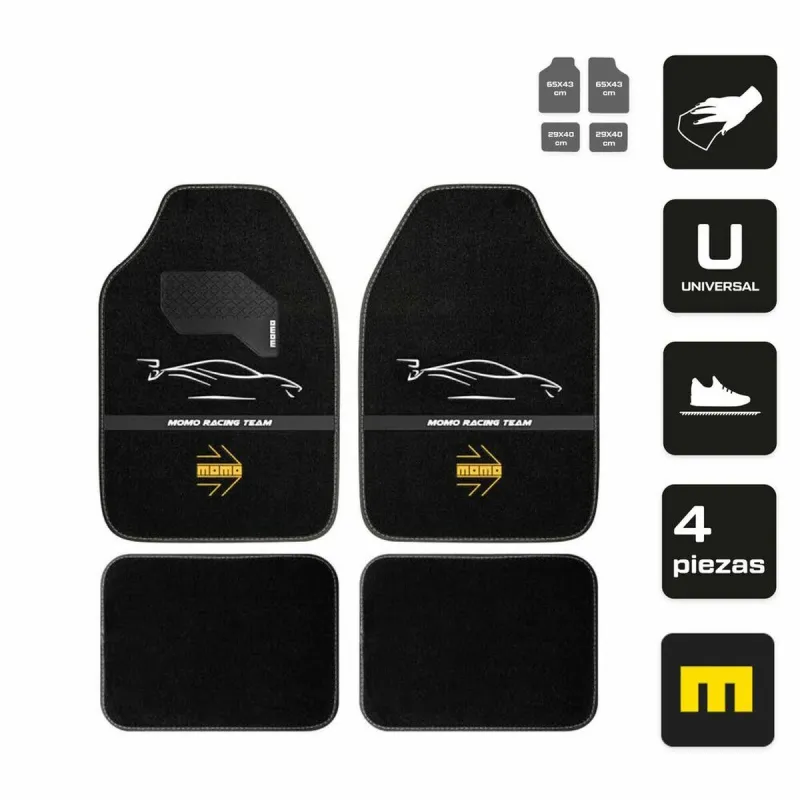 Auto Grīdas Paklājs MOMO MomlCM4A7BW Balts/Melns Universāls