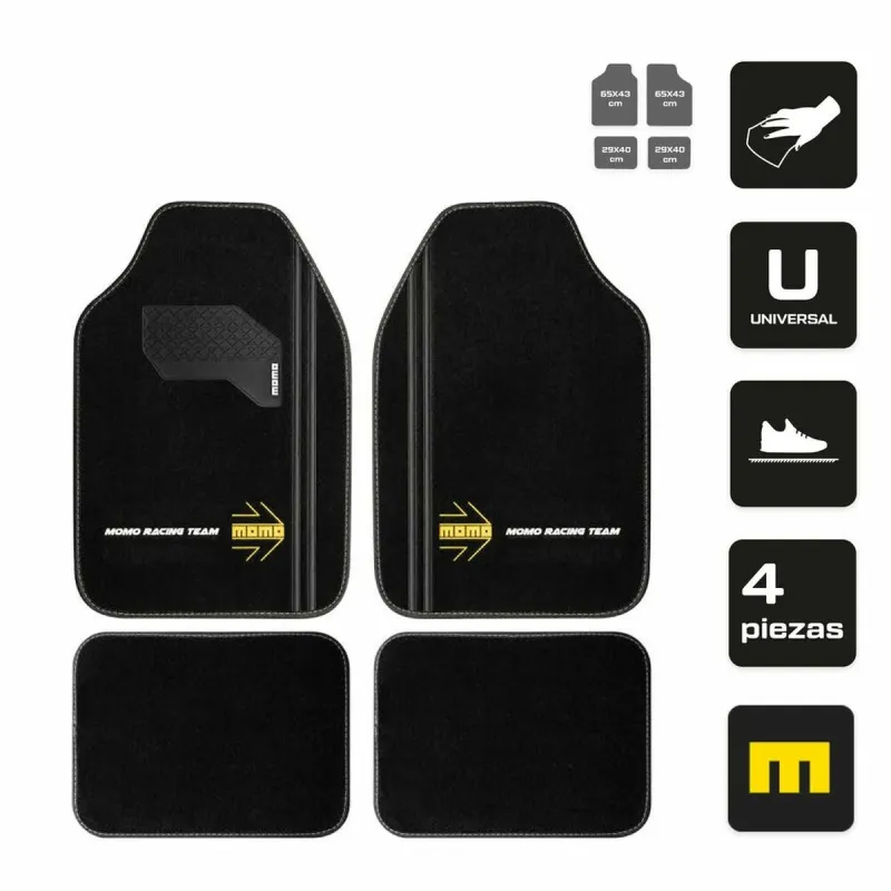 Auto Grīdas Paklājs MOMO MomlCM4A8BK Balts/Melns Universāls