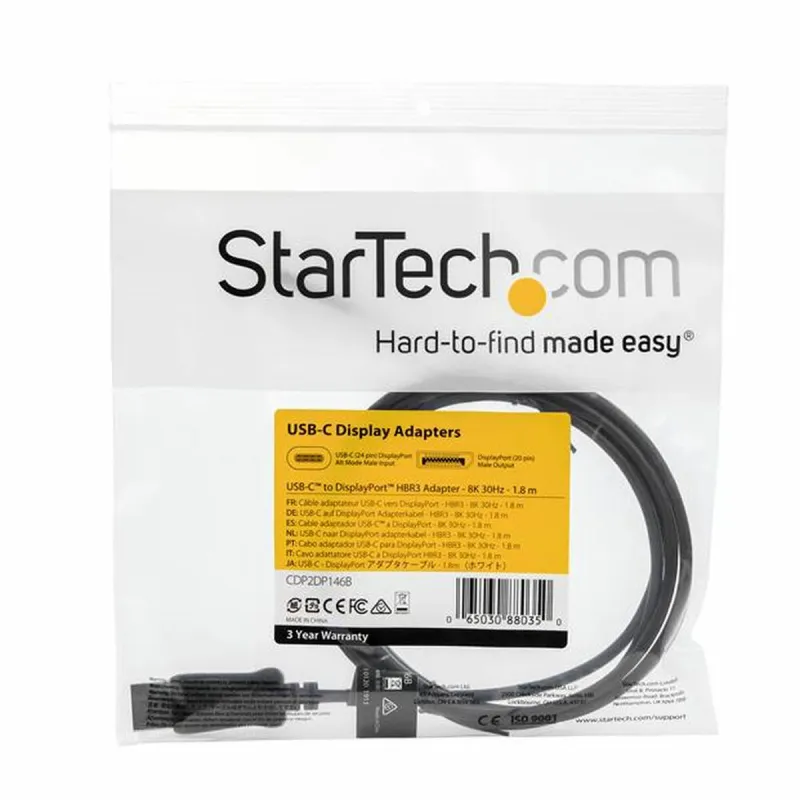 USB C uz Display Porta Adapteris Startech CDP2DP146B 1,8 m Melns