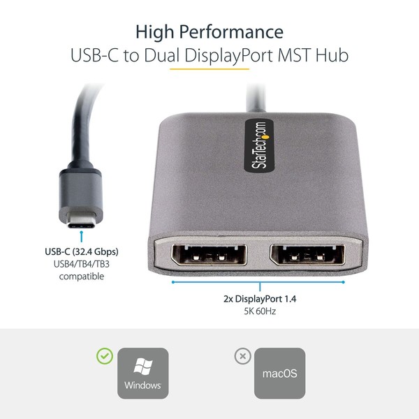 Adaptor Startech MST14CD122DP Grey