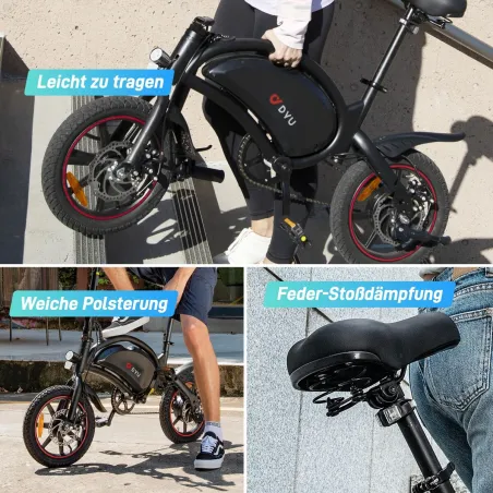 Electric Bike DYU DYU-D3S-001 Black 250 W 10 Ah 14