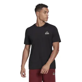 Vīriešu Krekls ar Īsām Piedurknēm Adidas HE1817 Melns (S)