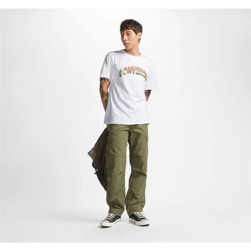 Miesten T-paita Converse 10024589-A03 Valkoinen (XS)