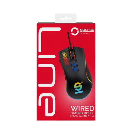 Pelė Sparco SPMOUSEPRO Juoda 1,5 m