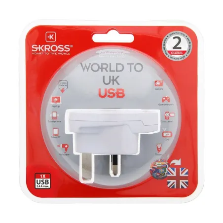 Virta-adapteri Skross 1500267 Yhdistynyt Kuningaskunta Kansainvälinen 1 x USB