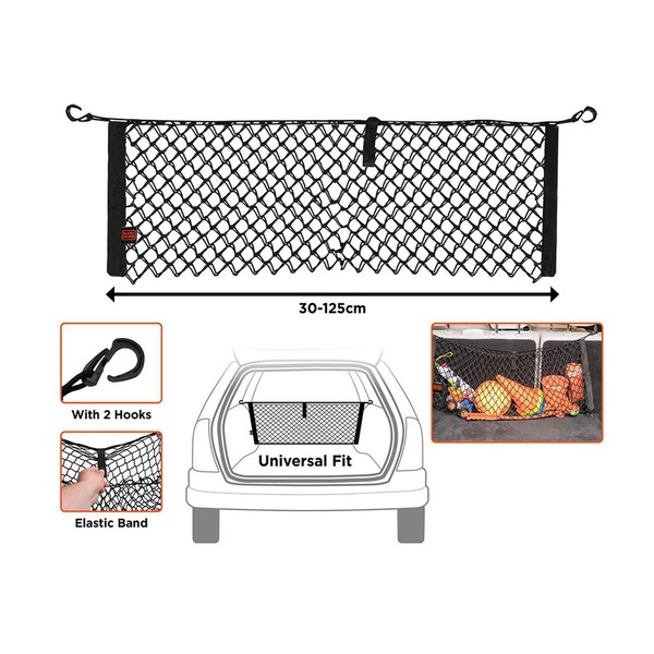 Bagāžnieka tīkls Black & Decker Melns 30-125 x 82 cm