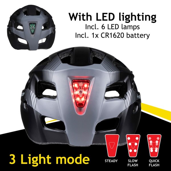 Взрослый велошлем Dunlop M Чёрный LED Свет