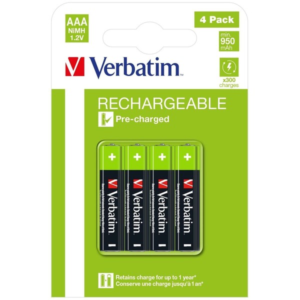 Įkraunamos baterijos Verbatim 1,2 V AAA LR03 4 Dalys (20 vnt.)