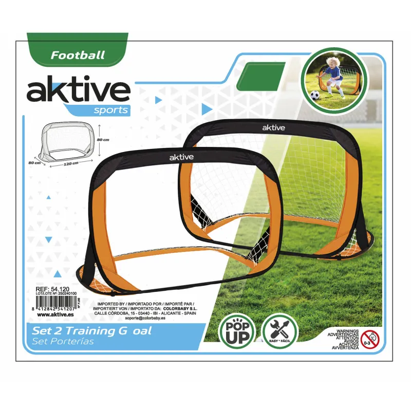 Set of 2 football goals Aktive 120 x 80 x 80 cm (2 Units)