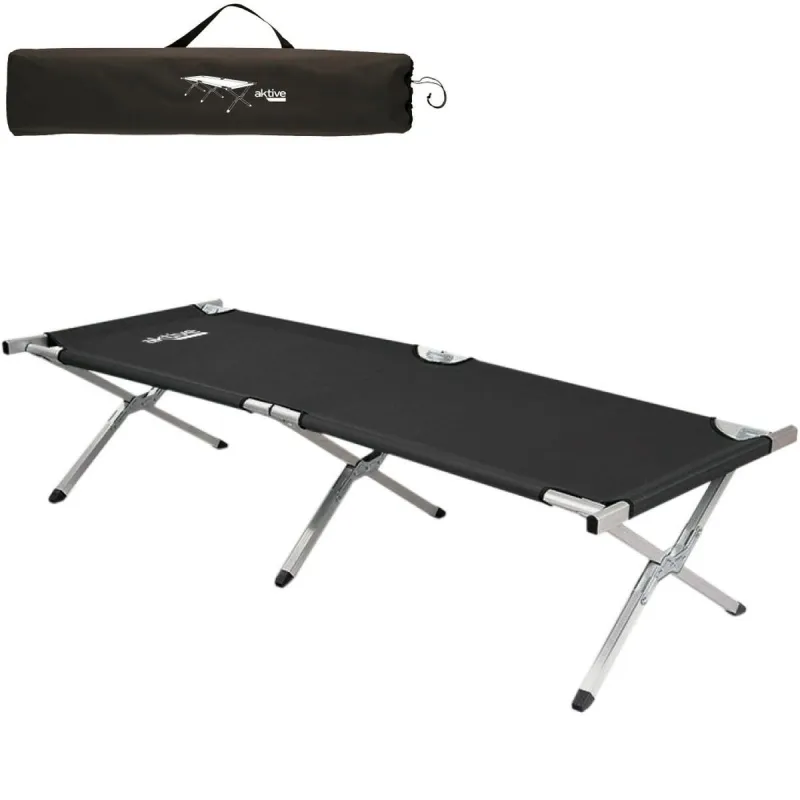 Camping Bed Aktive Black 190 x 42 x 64 cm Foldable (2 Units)