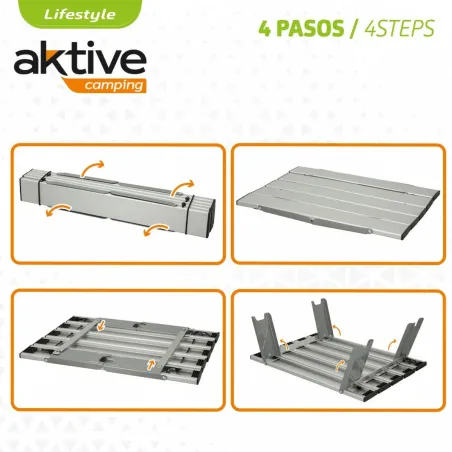 Sulankstomas stalas Aktive Sidabras Aliuminis 40 x 13 x 28,5 cm (4 vnt.)