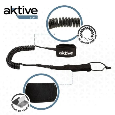 Leash Aktive Musta 20 cm Spiraali SUP-lauta