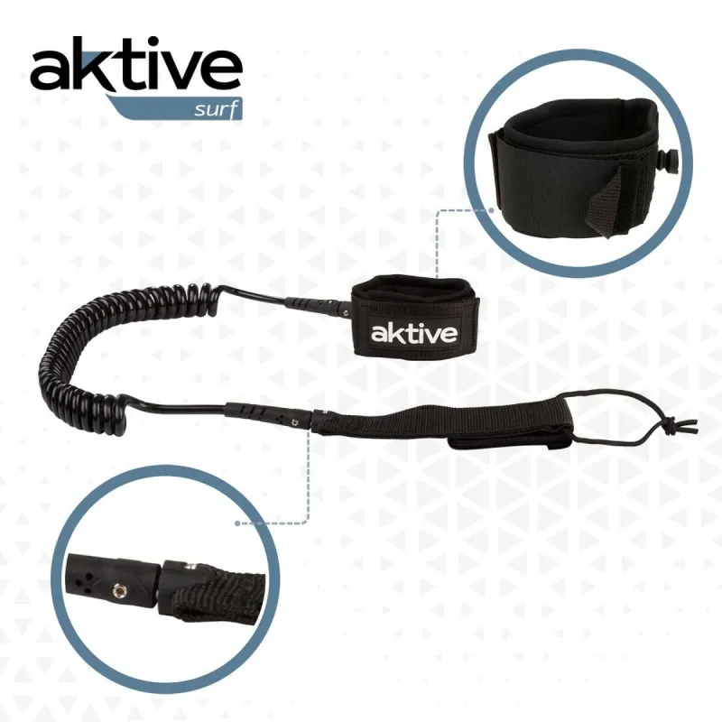 Leash Aktive Musta 20 cm Spiraali SUP-lauta
