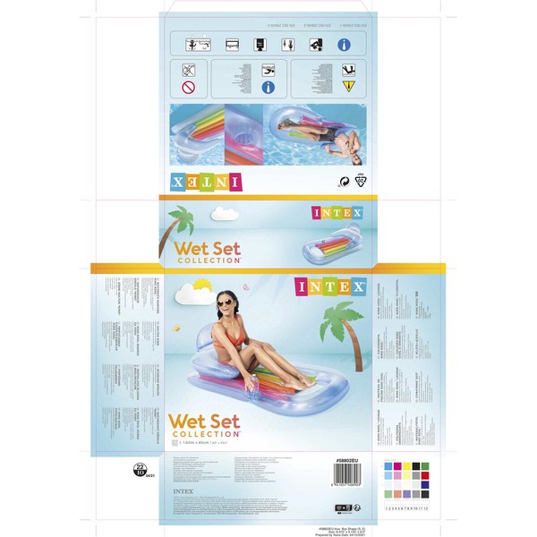 Piepūšamais baseina krēsls Intex Varavīksni 160 x 53 x 85 cm (6 gb.)