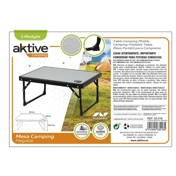 Sulankstomas stalas Aktive Stovyklavietė Pilka 56 x 25 x 40 cm (2 vnt.)