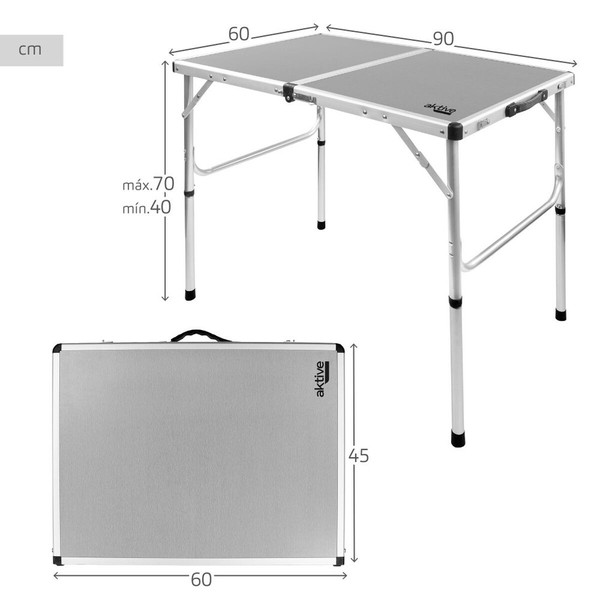 Sulankstomas stalas Aktive Stovyklavietė Pilka 90 x 70 x 60 cm (2 vnt.)