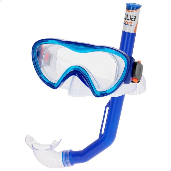 Snorkel Goggles and Tube AquaSport Blue Black Children's (12 Units)